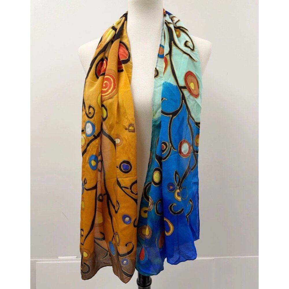 Cocoon House Exquisite Artist Art-to-Wear Fine Silk Oblong Rectangle Scarf Wrap